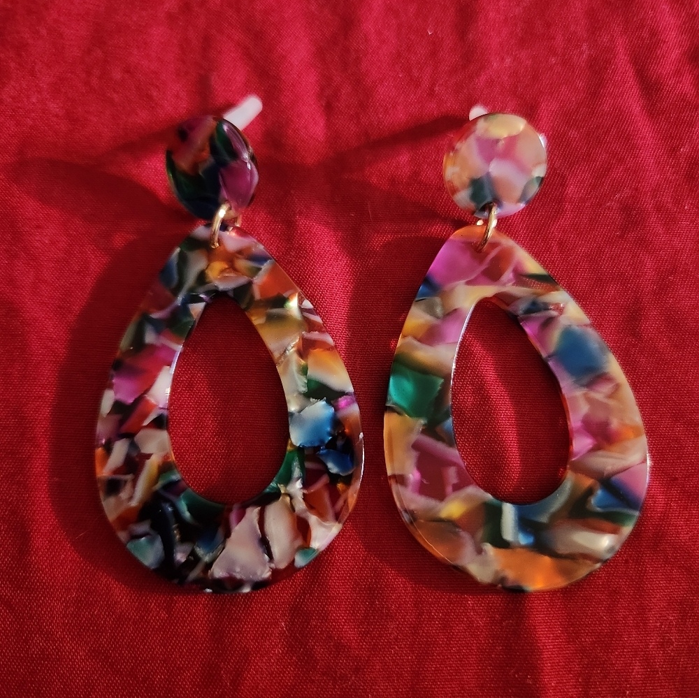 New rainbow resin drop fashion earrings